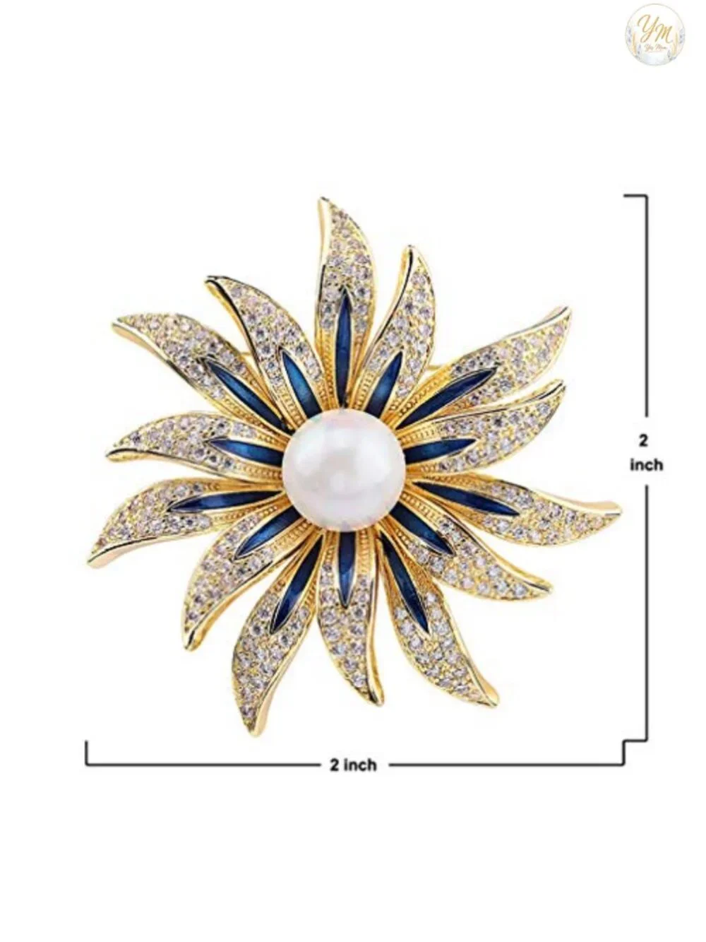 Flower Crystal Rhinestone Pearl Brooch Pin for Women Clothing Bag Hat